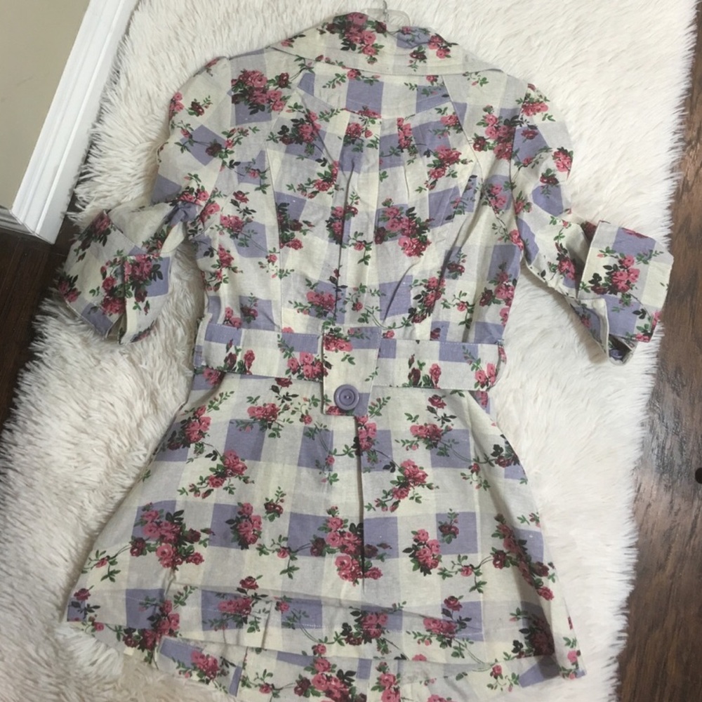 Floral checkered lightweight jacket waist tie - Picture 5 of 8
